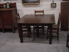 Vintage L. & J. G. Stickley 5-leg Square Dining Table.
